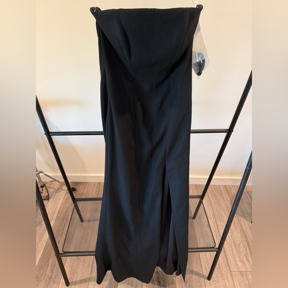NWT Strapless Black Gown with front slit in size XS